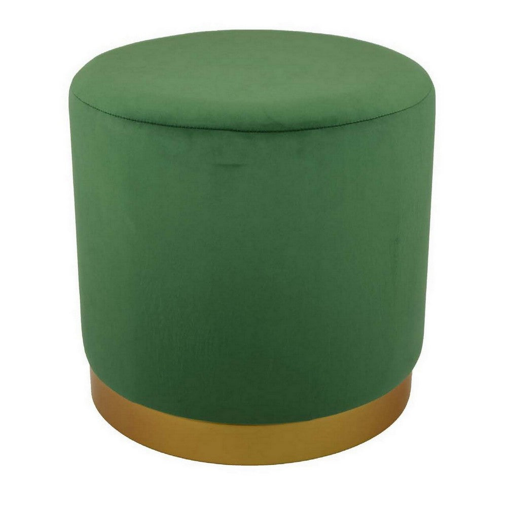Mindy Ottoman, Light Green Velvet and Gold Metal Base, Round 19 Inch -BM331111