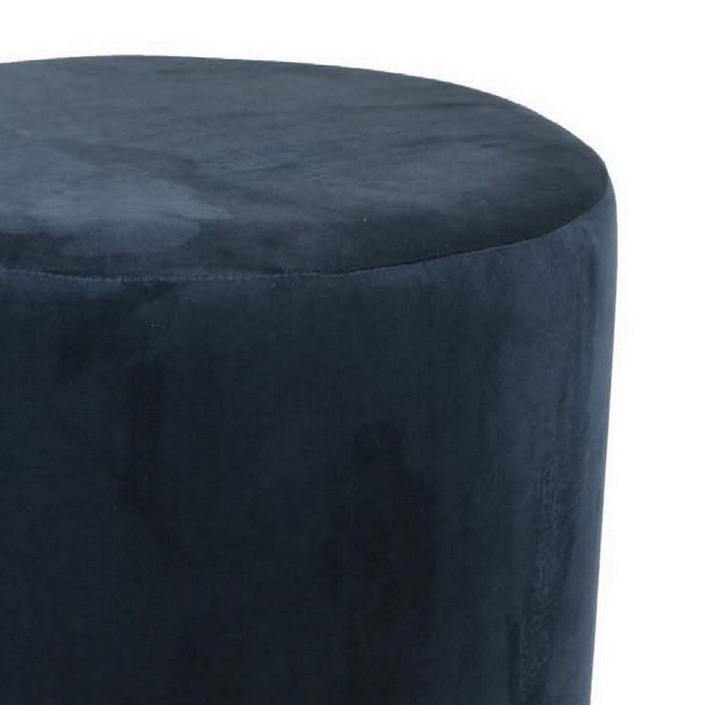 Mindy Ottoman, Dark Blue Velvet and Gold Metal Base, Round 19 Inch -BM331112