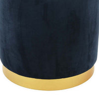 Mindy Ottoman, Dark Blue Velvet and Gold Metal Base, Round 19 Inch -BM331112