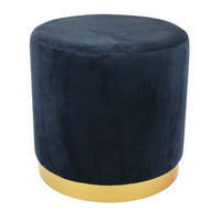 Mindy Ottoman, Dark Blue Velvet and Gold Metal Base, Round 19 Inch -BM331112