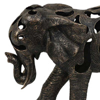 Lizza Elephant Tabletop Decor, Detailed Cut Out Bronze Resin, 17 Inch -BM331113