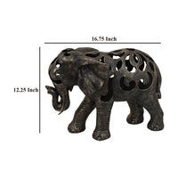 Lizza Elephant Tabletop Decor, Detailed Cut Out Bronze Resin, 17 Inch -BM331113