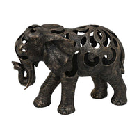 Lizza Elephant Tabletop Decor, Detailed Cut Out Bronze Resin, 17 Inch -BM331113