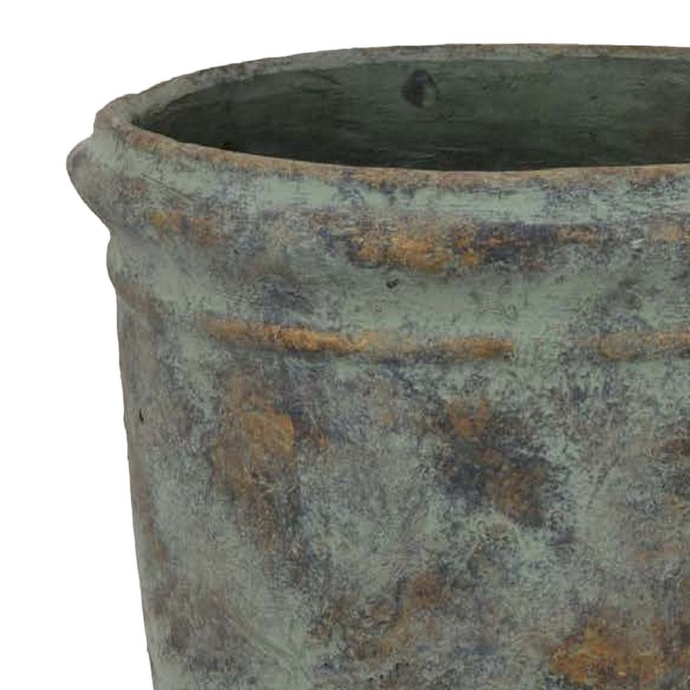 Kasa Accent Planter, Green Terracotta, Subtle Mottled Texture, 16 Inch -BM331115
