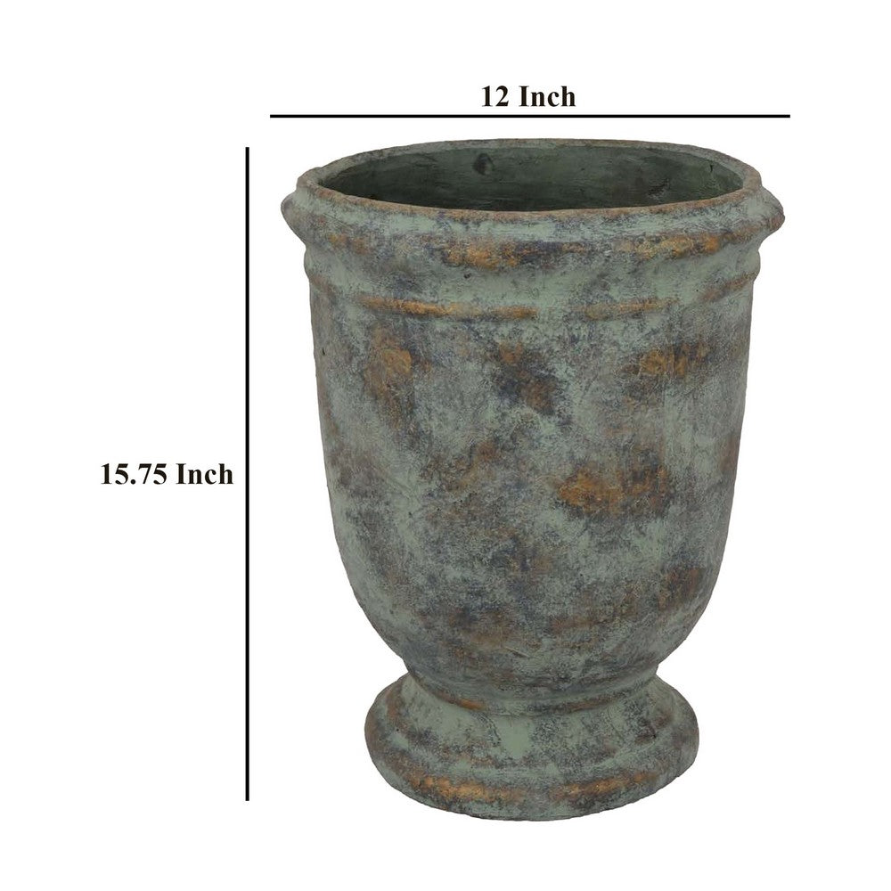 Kasa Accent Planter, Green Terracotta, Subtle Mottled Texture, 16 Inch -BM331115