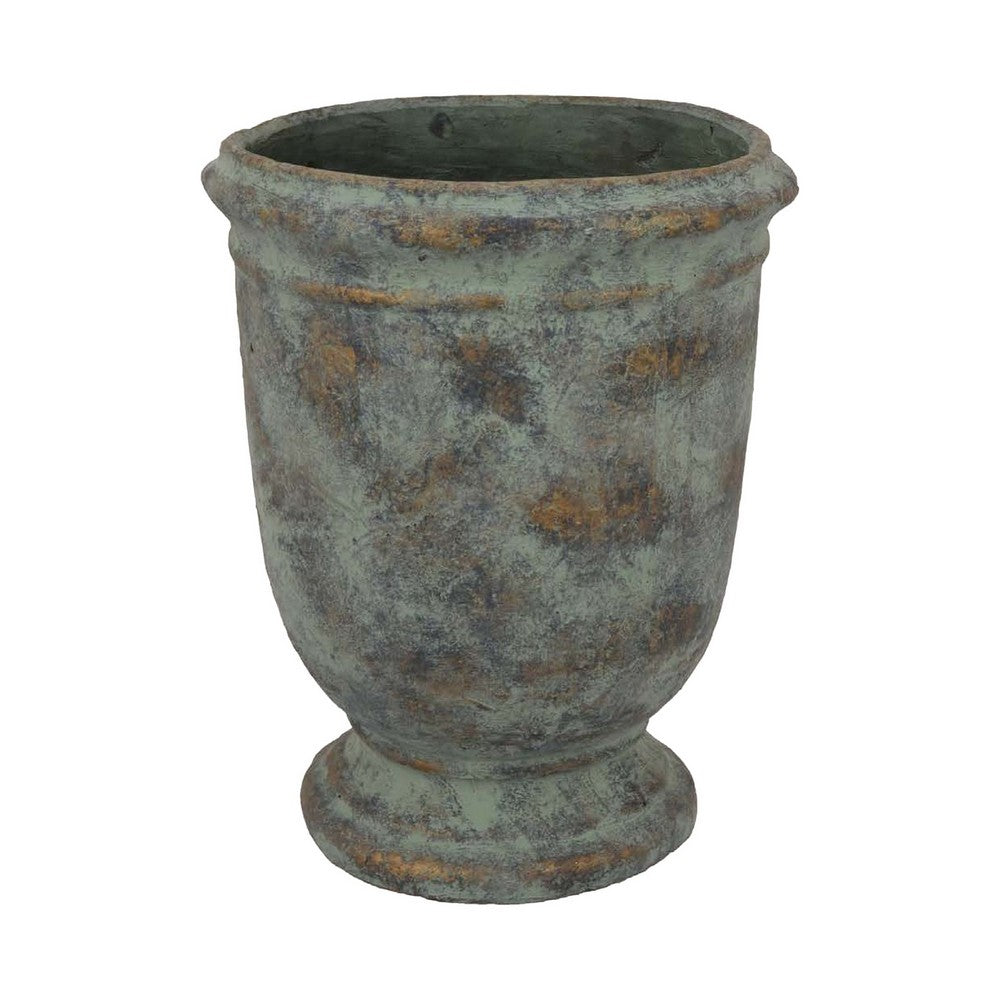 Kasa Accent Planter, Green Terracotta, Subtle Mottled Texture, 16 Inch -BM331115