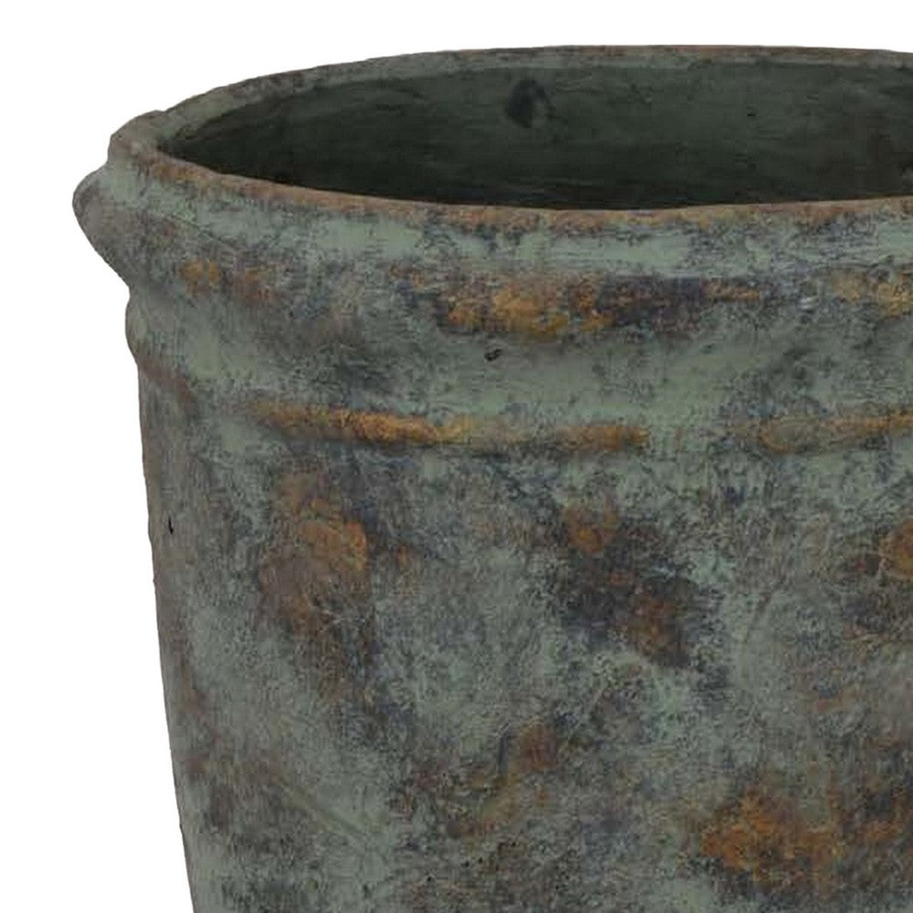 Kasa Accent Planter, Green Terracotta, Subtle Mottled Texture, 20 Inch -BM331116