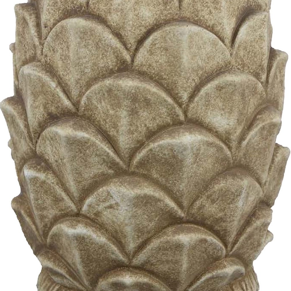 Rumi Accent Planter, Sculptured Pine Cone Brown Terracotta 14 Inch -BM331119