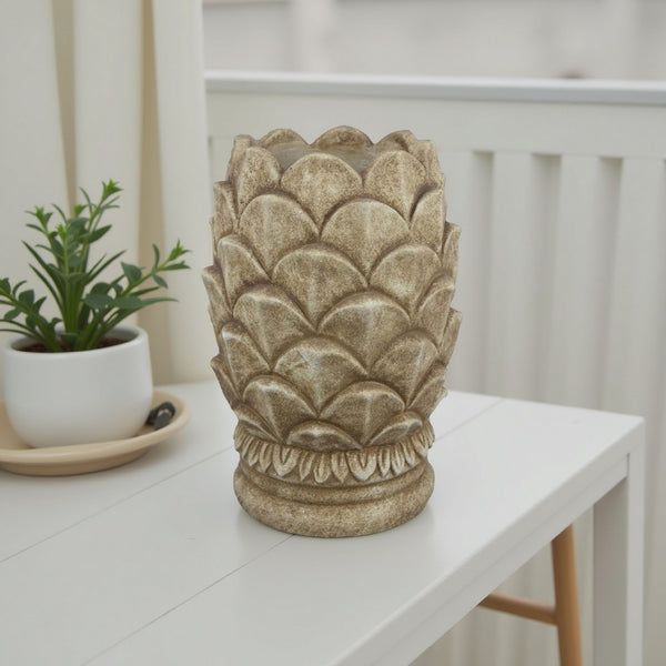 Rumi Accent Planter, Sculptured Pine Cone Brown Terracotta 14 Inch -BM331119