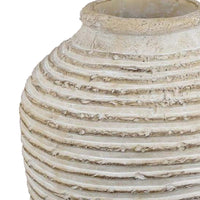 Lezlee Accent Planter, Beige Terracotta, Ridged Textured Urn, 13 Inch -BM331121