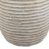 Lezlee Accent Planter, Beige Terracotta, Ridged Textured Urn, 13 Inch -BM331121