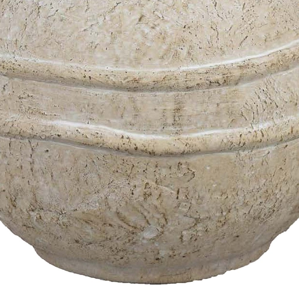 Lezlee Accent Planter, Beige Terracotta Textured, Wide Round 10 Inch -BM331122