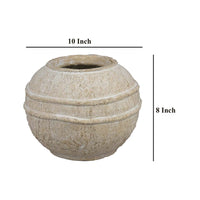 Lezlee Accent Planter, Beige Terracotta Textured, Wide Round 10 Inch -BM331122