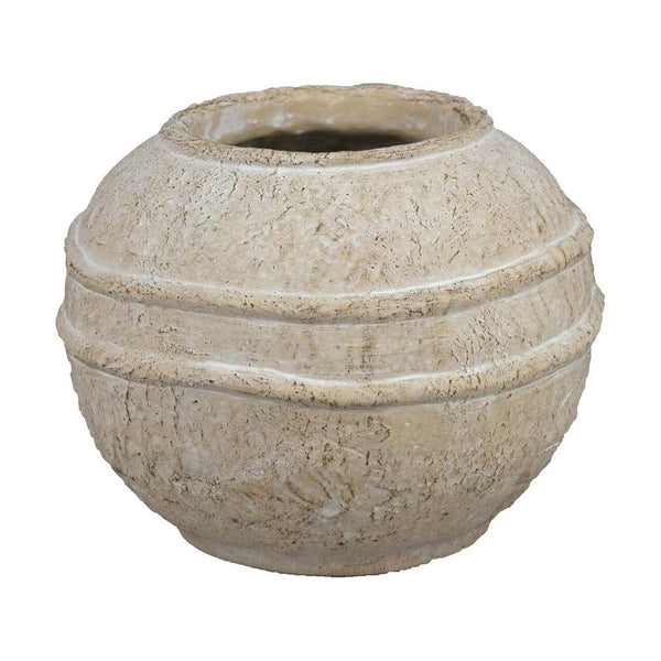 Lezlee Accent Planter, Beige Terracotta Textured, Wide Round 10 Inch -BM331122
