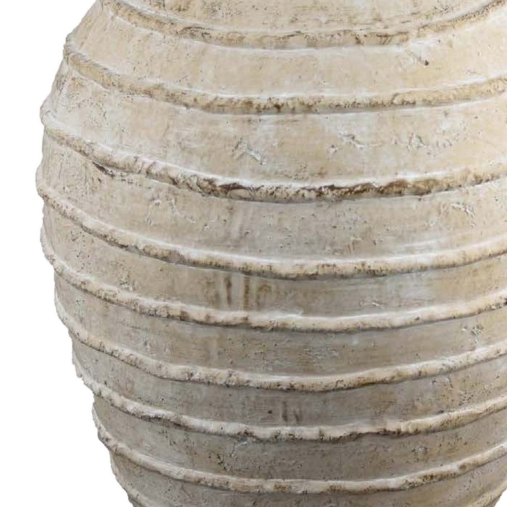 Lezlee Accent Planter, Beige Terracotta Textured Tapered Round 16 Inch -BM331123