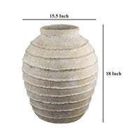 Lezlee Accent Planter, Beige Terracotta Textured Tapered Round 16 Inch -BM331123