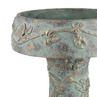 Menon Bird Bath Feeder, Decorative Designs, Green Terracotta, 20 Inch -BM331125