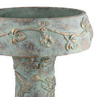 Menon Bird Bath Feeder, Decorative Designs, Green Terracotta, 20 Inch -BM331125