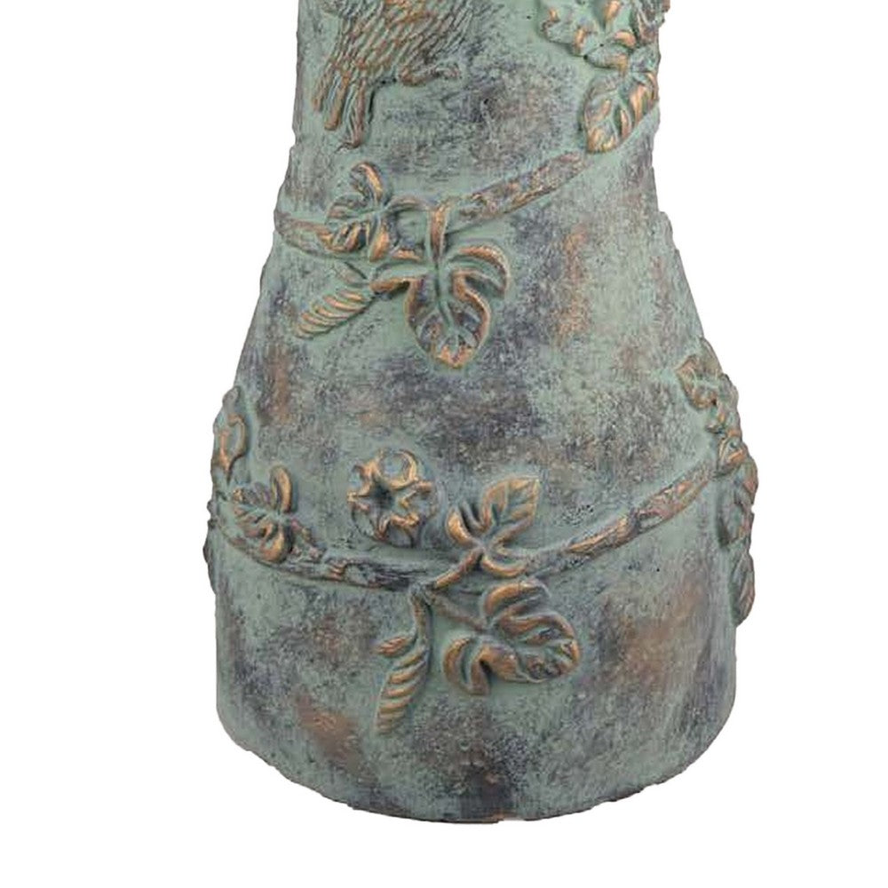 Menon Bird Bath Feeder, Decorative Designs, Green Terracotta, 20 Inch -BM331125