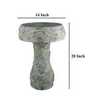 Menon Bird Bath Feeder, Decorative Designs, Green Terracotta, 20 Inch -BM331125