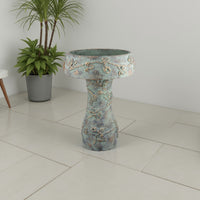 Menon Bird Bath Feeder, Decorative Designs, Green Terracotta, 20 Inch -BM331125
