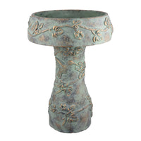 Menon Bird Bath Feeder, Decorative Designs, Green Terracotta, 20 Inch -BM331125