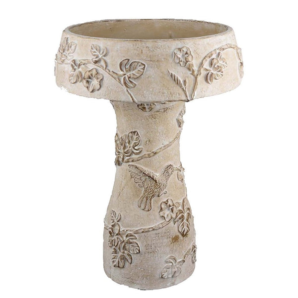 Menon Bird Bath Feeder, Decorative Designs White Terracotta, 20 Inch -BM331126