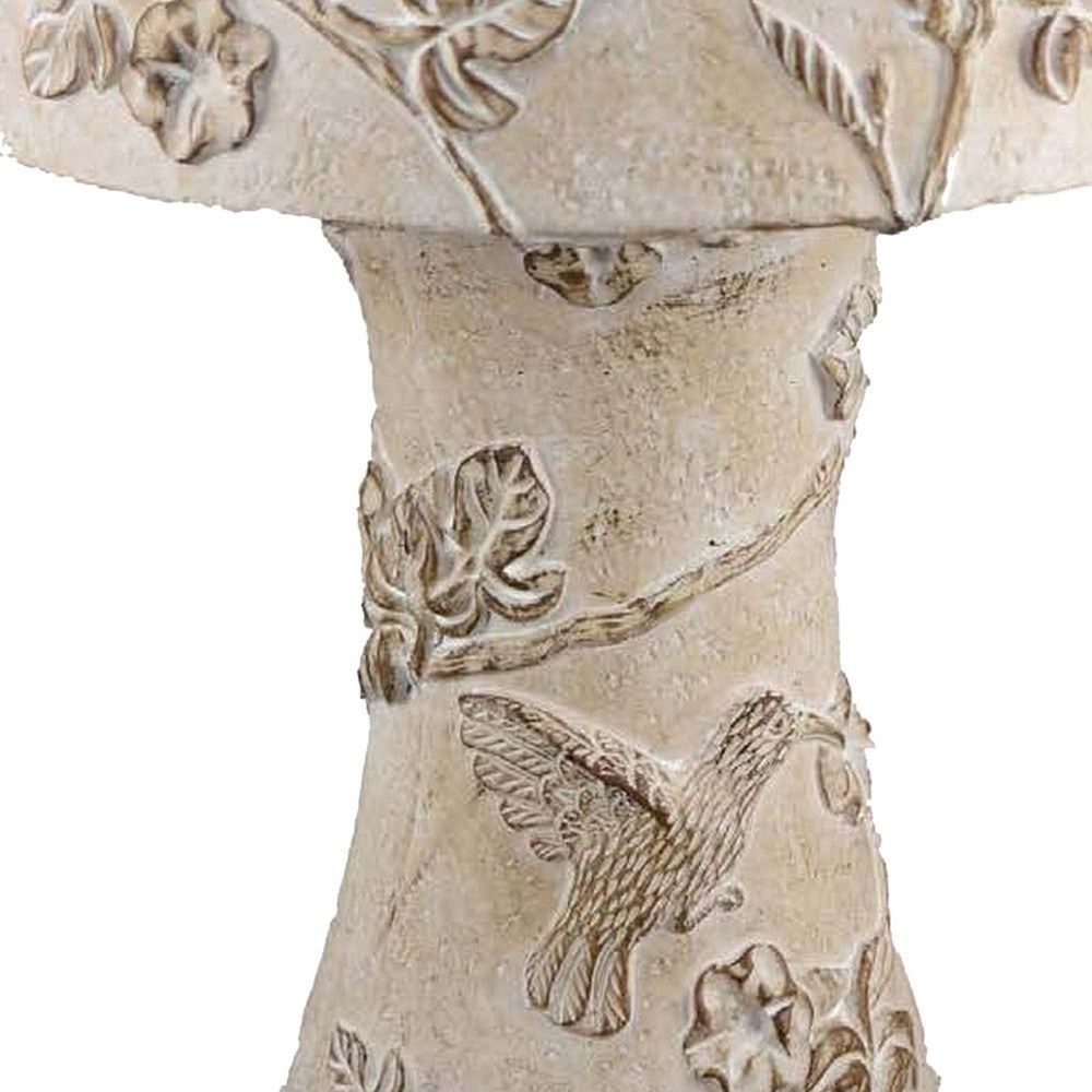 Menon Bird Bath Feeder, Decorative Designs White Terracotta, 20 Inch -BM331126