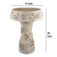Menon Bird Bath Feeder, Decorative Designs White Terracotta, 20 Inch -BM331126