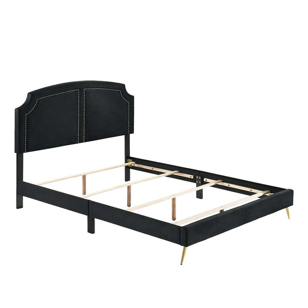 Mo Three Piece Full Size Bedroom Set, Gold Metal Oval Handles, Contemporary Black White - BM331134