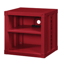 Dua Three Pc Full Bedroom Set, Recessed Panel Pattern, Industrial Style, Red Metal - BM331140