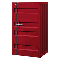 Dua Three Pc Full Bedroom Set, Recessed Panel Pattern, Industrial Style, Red Metal - BM331140
