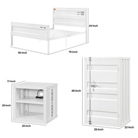 Dua Three Pc Full Bedroom Set, Recessed Panel Pattern, Industrial Style, White Metal - BM331141