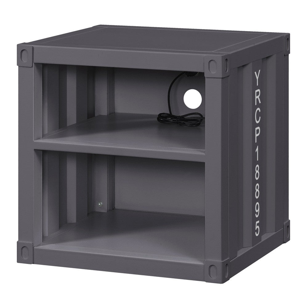 Dua Three Pc Full Bedroom Set, Recessed Panel Pattern, Industrial Style, Gray Metal - BM331143