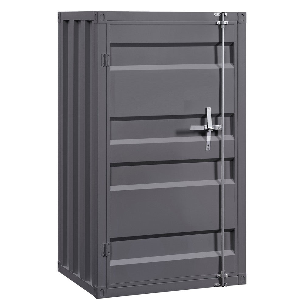 Dua Three Pc Full Bedroom Set, Recessed Panel Pattern, Industrial Style, Gray Metal - BM331143