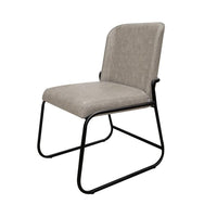 Jenny Dining Side Chair Set of 2, Beige Polyester, Black Iron Frame -BM331326