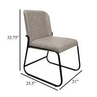 Jenny Dining Side Chair Set of 2, Beige Polyester, Black Iron Frame -BM331326