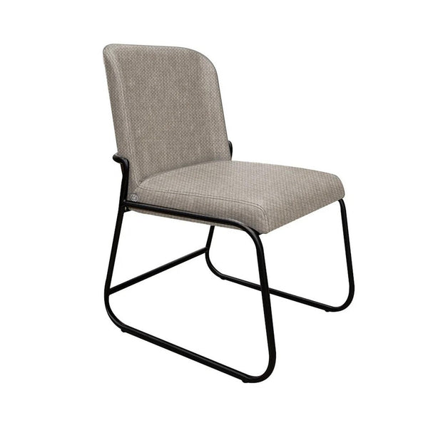 Jenny Dining Side Chair Set of 2, Beige Polyester, Black Iron Frame -BM331326