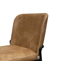 Jenny Dining Side Chair Set of 2, Brown Faux Leather, Black Iron Frame -BM331327
