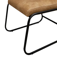 Jenny Dining Side Chair Set of 2, Brown Faux Leather, Black Iron Frame -BM331327
