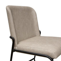 Jenny Dining Side Chair Set of 2, Gray Faux Leather, Black Iron Frame -BM331328