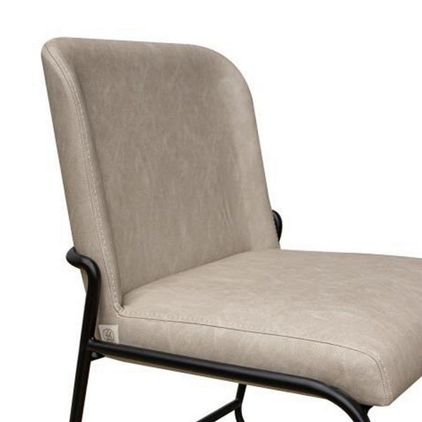 Jenny Dining Side Chair Set of 2, Gray Faux Leather, Black Iron Frame -BM331328