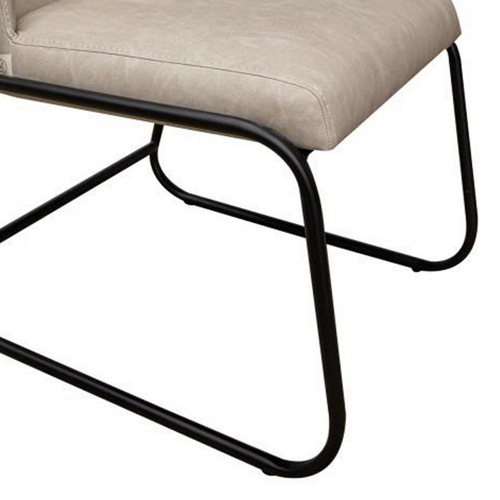 Jenny Dining Side Chair Set of 2, Gray Faux Leather, Black Iron Frame -BM331328