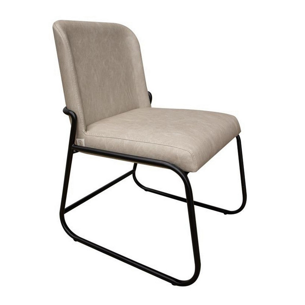 Jenny Dining Side Chair Set of 2, Gray Faux Leather, Black Iron Frame -BM331328