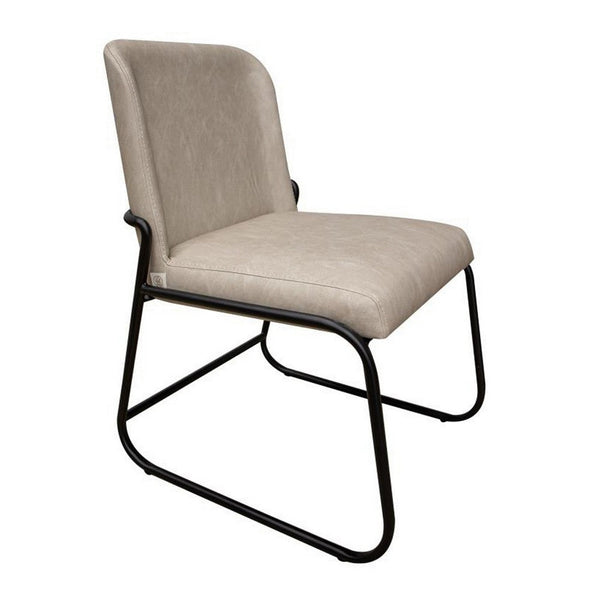 Jenny Dining Side Chair Set of 2, Gray Faux Leather, Black Iron Frame -BM331328