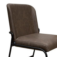 Jenny Dining Side Chair Set of 2, Dark Brown Faux Leather, Black Iron -BM331329