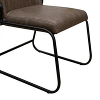 Jenny Dining Side Chair Set of 2, Dark Brown Faux Leather, Black Iron -BM331329