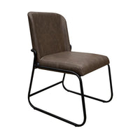 Jenny Dining Side Chair Set of 2, Dark Brown Faux Leather, Black Iron -BM331329