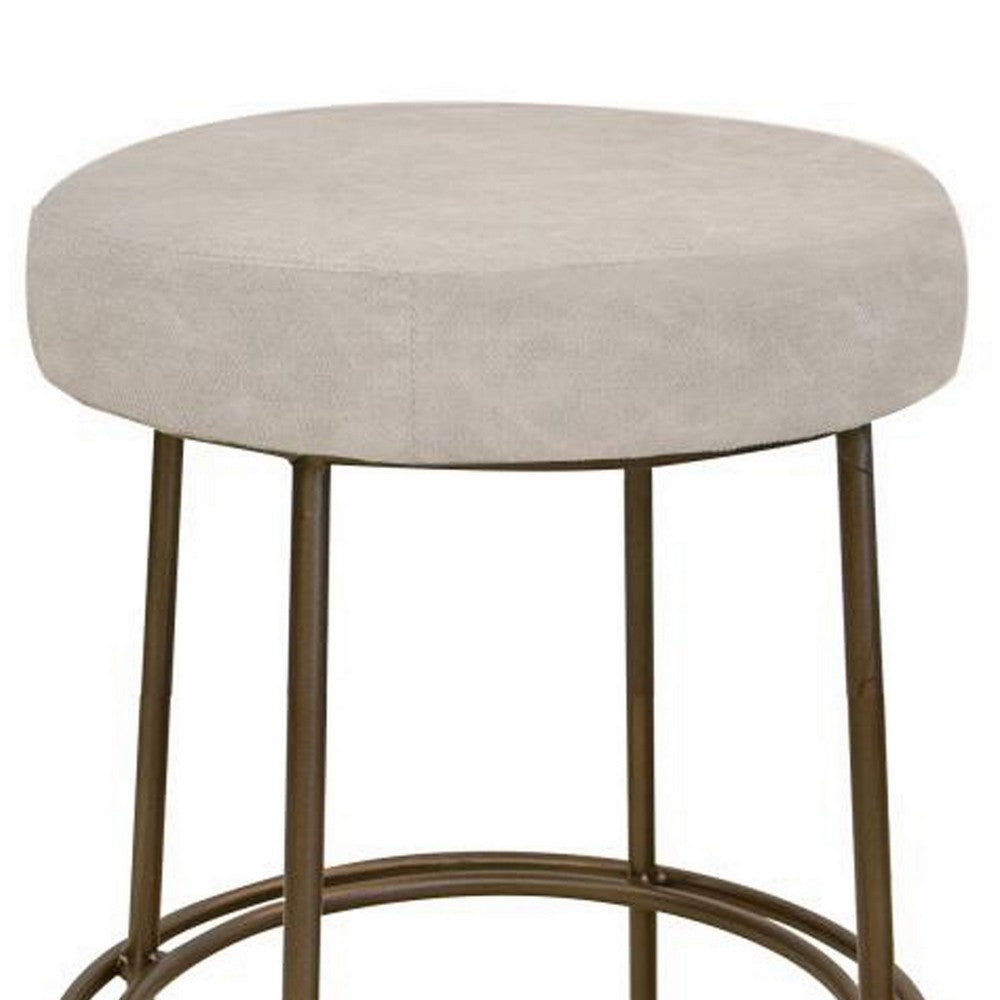Sierra Counter Height Stool, Gray Faux Leather, Brass Metal, 24 Inch -BM331330