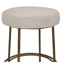 Sierra Counter Height Stool, Gray Faux Leather, Brass Metal, 24 Inch -BM331330